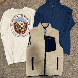 Vineyard Vines Sherpa Fleece Vest and NWOT LS shirts